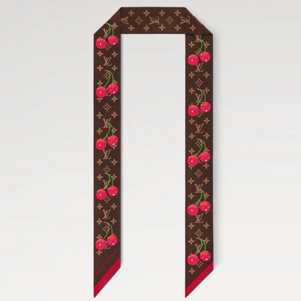 Louis Vuitton x Murakami Monogram Cerise Cherry Motif Silk Bandeau Twilly
